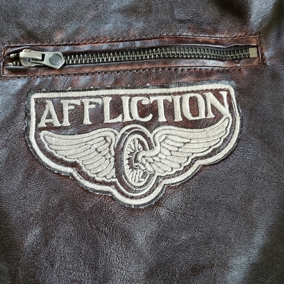 Affliction American Customs Motor Sports Leather Jacket, Sz 2XL - Picture 3 of 8